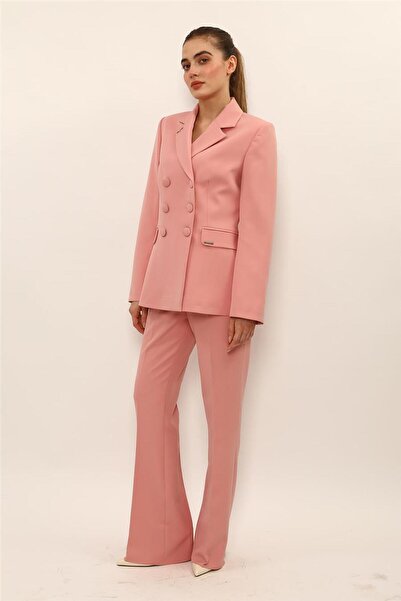 ÖNDER ÖZSOY Buttoned Classic Blazer Jacket & Pocketed Spanish-Cut Trousers Wo...
