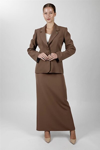 ÖNDER ÖZSOY Jacket with Collar Pockets Modern Jacket & Long Pencil Skirt Wome...