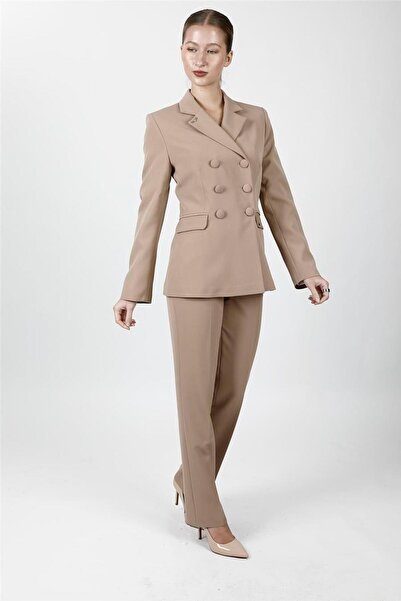 ÖNDER ÖZSOY Buttoned Classic Blazer Jacket & Pockets Tapered Leg Trousers Wom...