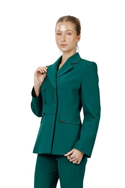 ÖNDER ÖZSOY Buttoned Classic Blazer Jacket-Emerald