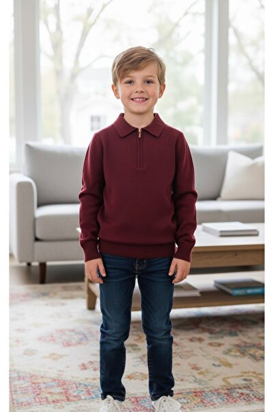ADA YILDIZ KİDS Boy's Knitwear Sweater Claret Red Color 5/12 Years