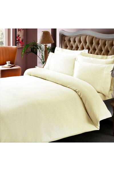 Taç XXL double 100% premium cotton satin underwear, TAC, Stripe Cream King