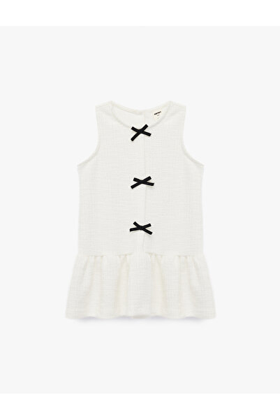 Koton Rochie din tweed, fără mâneci, cu decolteu, cu detaliu de fundă