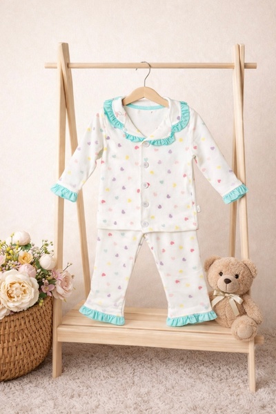 ASİLA Colorful Heart Printed Girls' Pajamas