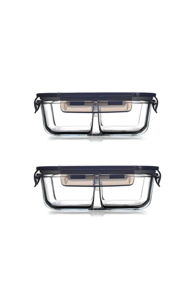 Paşabahçe 530276 Lockie Compartmented Glass Storage Container 2 Pieces