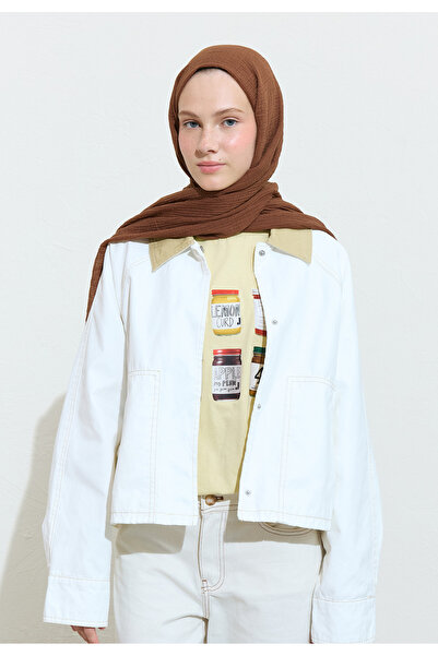 Fresh Modal Kri̇nkil Shawl Hot Brown