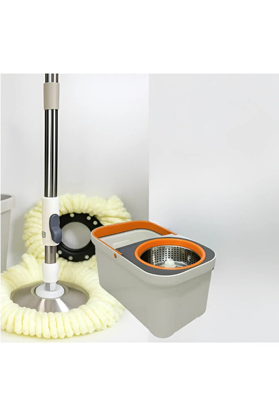 Herum Spin Mop Set with Bucket and Centrifugal Wringer, Orange/Grey, 10L, 2 C...
