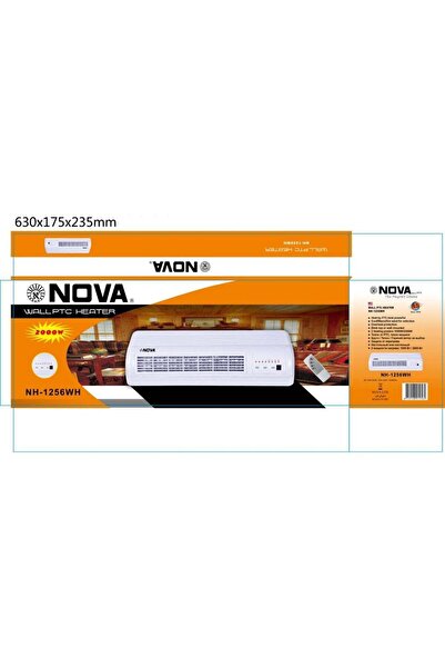 Nova مدفأة جدارية كهربائية بقوة 2000 واط، تعمل بتقنية التسخين الخزفي PTC، مزو...