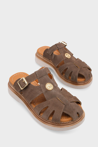 Capone Outfitters Cheri Genuine Suede Gladiator Wedge Heel Women's Slippers