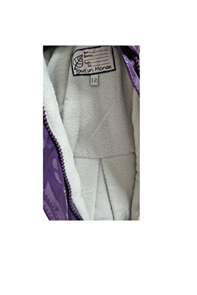 tout un monde Shiny purple girl's jacket with hood and gray details