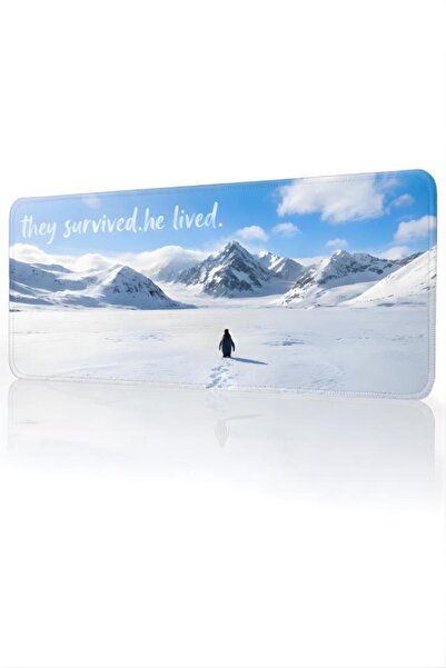 pierrebella Penguen Temalı 70x30 cm Mouse Pad, Dikişli Kenar, Kaymaz, Ultra G...