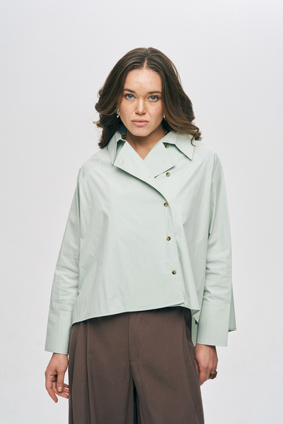 Orfeo Negro Γυναικείο μοντέρνο μονόχρωμο μπουφάν με ασύμμετρη κοπή και διπλό ...