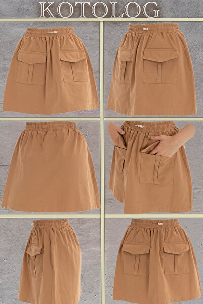 KOTOLOG Women's Pocketed Elastic Waist Casual Mini Skirt