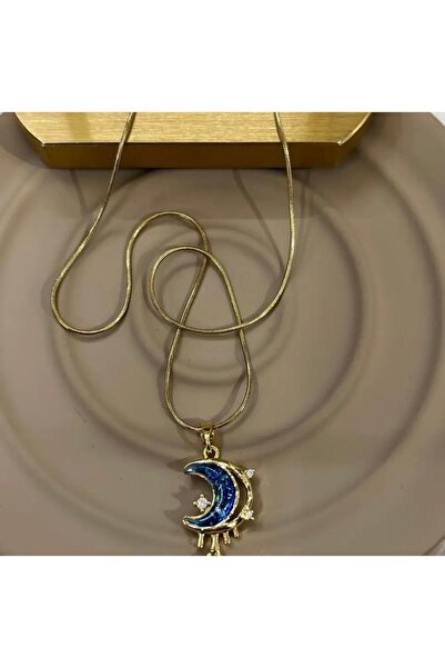 Yegane قلادة على شكل نجمة القمر - قلادة نسائية أنيقة مرصعة بالأحجار، تصميم راقي