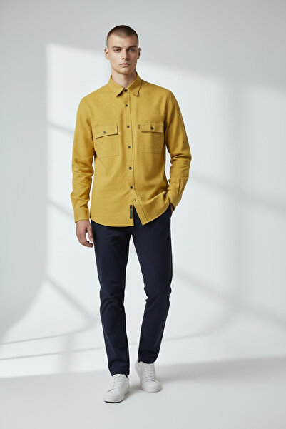 AtlasGiyim DAR KESIM ÇIFT CEPLI UZUN KOL GÖMLEK ( yeni sezon)