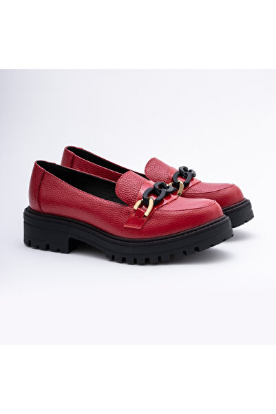 VAGAM Genuine Leather Shoes Red Loafers