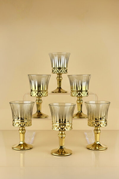 rova tr Premium Honey Titanyum Işıltılı Ayaklı Küçük Kahve Yanı Kadeh Seti - ...