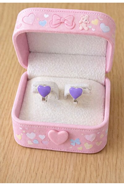 MİRAÇ GÜMÜŞ TAKI ATÖLYEM 925 Ayar Gümüş Küçük Boy Kalp Detaylı Mineli Kız Çoc...