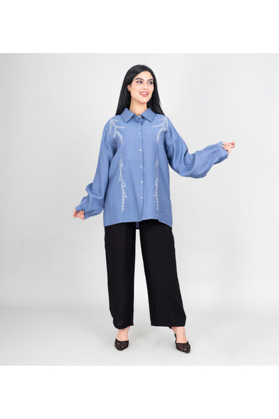 IKKXA Modern Two-Piece Outfit Shirt and Pants Embroidery Details
