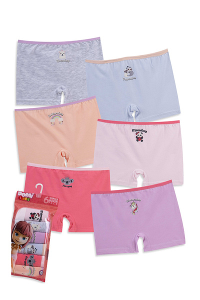 kinderos Βαμβακερά εμπριμέ μποξεράκια για κορίτσια, συσκευασία 6 τεμαχίων - 2...