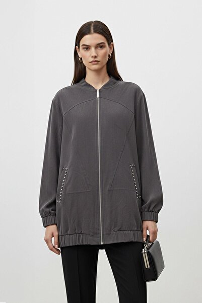 Puane Zippered Long Sleeve Relaxed Fit Jacket