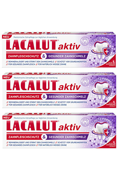 lacalut معجون أسنان أكتيف 75 مل - حماية اللثة وأسنان صحية 3 قطع
