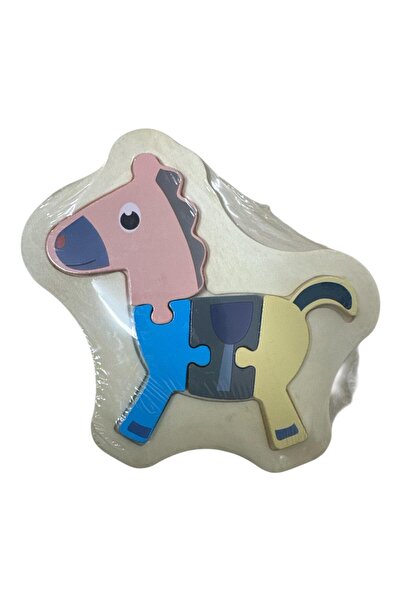 OEM Set 4 Puzzle din Lemn Pentru Copii – Animale Colorate Delfin, Maimutica, Calut si Pestisor