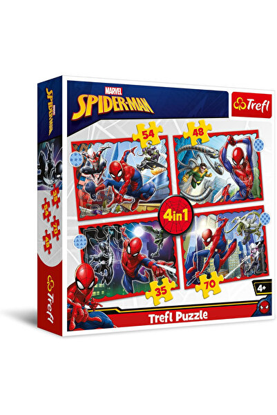 craftivio Trefl Örümcek Adam Lisanslı 4'ü 1 Arada Puzzle Seti - (35, 48, 54, ...
