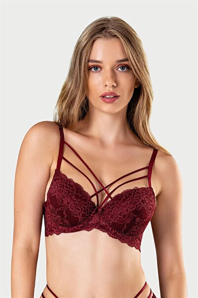 OBJE Kadın Bordo Çapraz İpli Sütyen