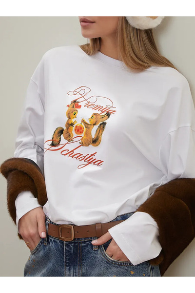 ELNOYA White Minimalist Pure Cotton Premium Oversize Sweatshirt