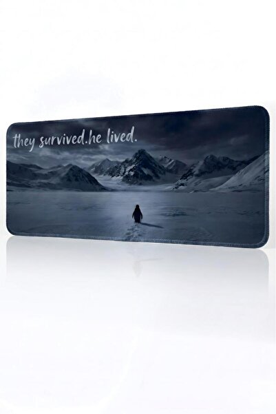 pierrebella Penguen Temalı 90x40 cm Mouse Pad, Dikişli Kenar, Kaymaz, Ultra G...