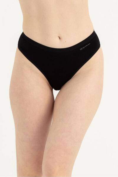 OBJE سروال داخلي نسائي أسود من ميكرو مودال عالي الخصر