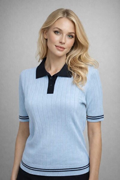 ATE ÖZGÜNEŞ TRİKO TEKSTİL Women's Polo Collar Knitwear T-Shirt