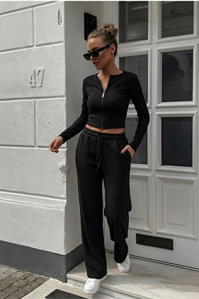 EYYE Camisole Pants Zipper Blouse Women's Bottom Top Set