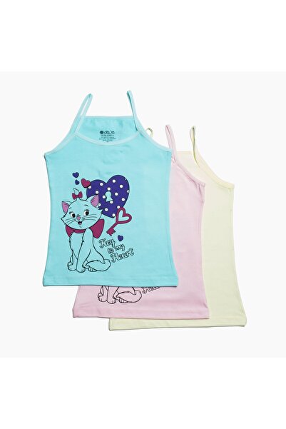 OBJE Girl's Cat Pattern Assortment 3-Piece Undershirt