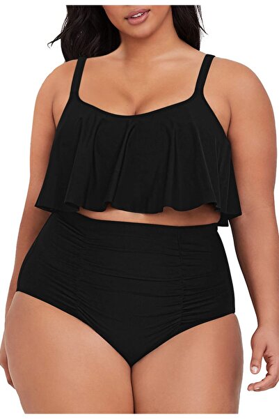 PINK QUEEN Costum de baie dama tip tankini, 2 piese, control abdomen, volane,...