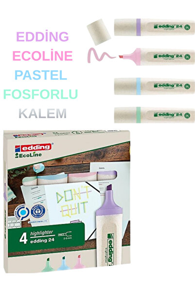 Edding 24 EcoLine Pastel Fosforlu Kalem 4’lü Set – Çevre Dostu ve Yumuşak Ren...
