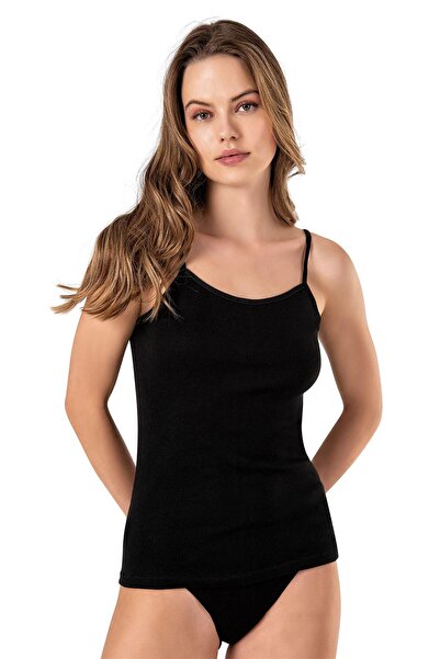 OBJE Kadın Siyah XMAX Ribana İp Askılı Atlet