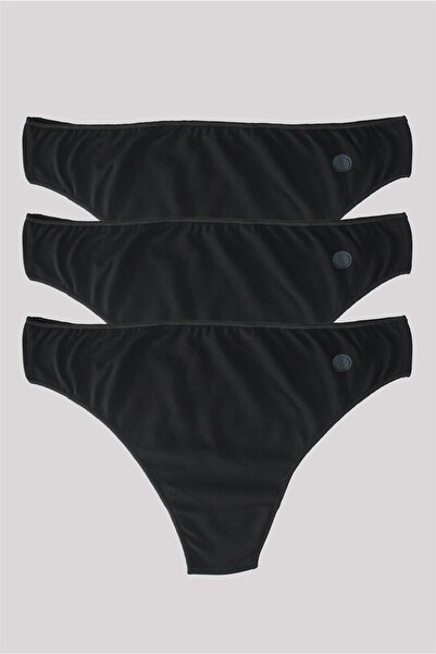 OBJE Women's Black 3-Piece Brazilian Panties