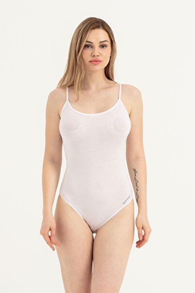 OBJE Women's White Micro Modal Strapless Snap Fastener Bodysuit
