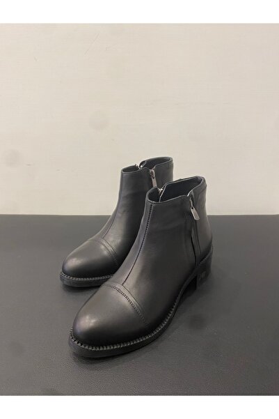 Özay حذاء نسائي من الجلد الطبيعي بنعل مطاطي وبطانة دافئة وسحاب مزدوج