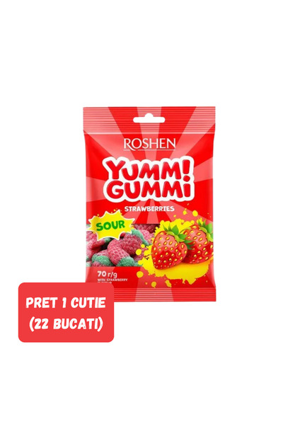 Roshen SET 22 PIECES Yummi Gummi Sour Strawberries 70g/22pcs