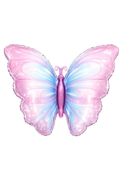 BKMC PARTY بالون فويل على شكل فراشة باللون الوردي والأزرق