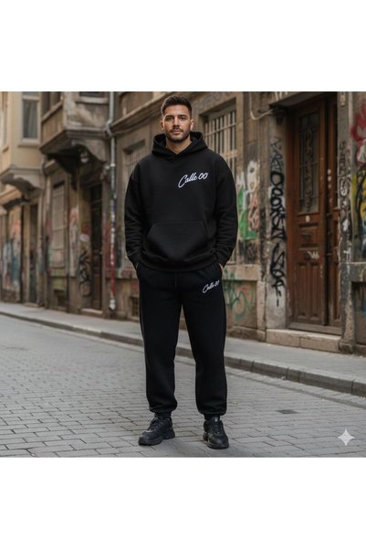 bellanova Calle 00 Men's 3 Thread Threaded Oversize Hoodie Tracksuit Set