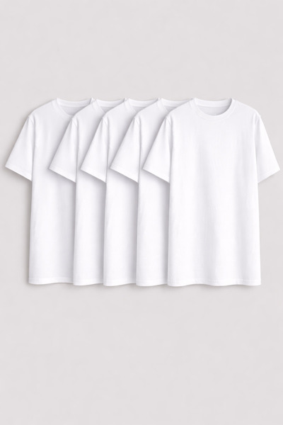 Wega Moda Σετ 5 μπλουζών Oversize Fit Basic – 100% Βαμβακερό Σετ Casual T-Shi...