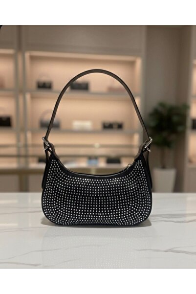 addy Siyah Baget Taşlı Omuz Ve El Çantası