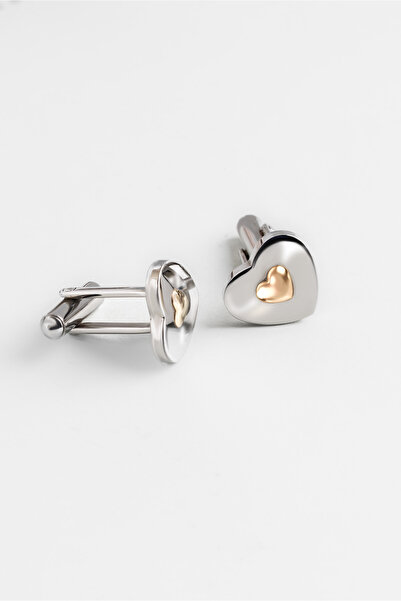 So CHIC... Kalp Detaylı Çelik Erkek Kol Düğmesi