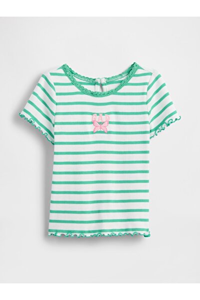 GAP Kız Bebek Yeşil Embroidered Logo T-Shirt