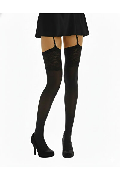 OBJE Women's Black Garterless Socks