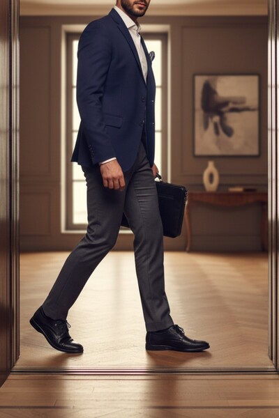 enoch حذاء كلاسيكي للرجال من الجلد الطبيعي باللون الأسود بنمط ميكرو بوينت